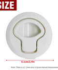 Top view of a two inch white ABS flush pull slam latch, measuring 6.1cm, designed for marine boats and fish tanks.