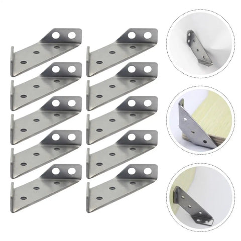 Stainless Steel Corner Braces 10 Pack Built To Last Heavy Duty Trapezoid Angle Brackets For Shelves And Cabinets Corrosion Resistant
