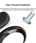 Premium 2 Inch Twin Wheel Casters With M10 Threaded Stem And Sure Grip Brake showing easy installation with M10 stem.