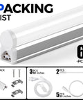 Six Pack One Foot T5 LED Linkable Light Fixtures With 600 Lumen Output 6500K Cool White Dope Bright Under Cabinet Shop Lights