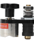 Premium Magnetic Welding Ground Clamp With Adjustable Connector And Quick Switch, black and silver design for iron and copper projects.