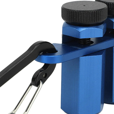 Close-up of Precision Stair Gauge Knob And Framing Square Jig With Dead On Angle Cutting Guide, aluminum alloy design.