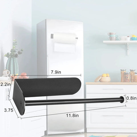 Magnetic Stainless Steel Paper Towel Holder For Refrigerator Grill And Toolbox Rotatable 30cm Black With dimensions shown