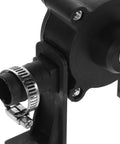 Close-up view of the Compact Mini Self Priming Pump For Cordless Power Drills, featuring a metal clamp and durable black body.