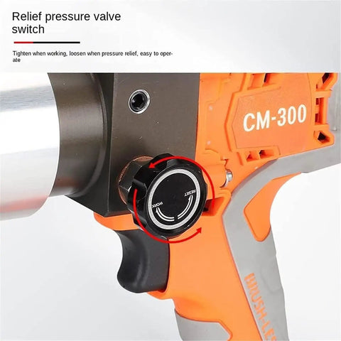 Relief pressure valve switch on Hella Heavy Duty Cordless Electric Hydraulic Crimping Pliers for easy operation.