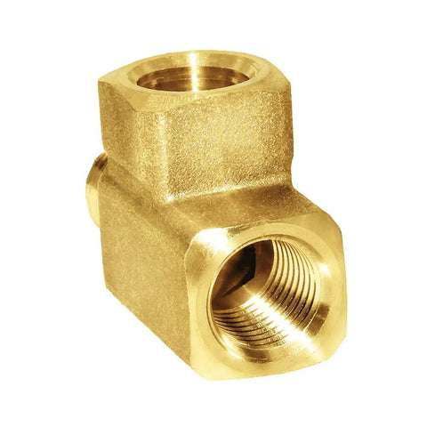 Brass Street Tee Three Way NPT Pipe Fitting Adapter With One Quarter Inch Female Ends And One Quarter Inch Male End For Plumbing