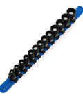 3/8 Inch Drive Magnetic Socket Set Shallow 6-Point Metric 7mm To 19mm, 13-Piece CR-MO Steel With Corrosion-Resistant Finish on blue rack
