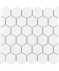 Metro 2 Inch Hex Matte White Porcelain Tile Mesh Mounted Mosaic For Floor And Wall with hexagonal pattern