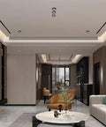 Living room featuring XYIANG 4.3 Inch Led Recessed Lighting with Black/Gold Wall Washer Trim, highlighting modern design.