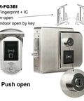 Heavy-Duty Waterproof Fingerprint Door Lock With IC Card Reader For Outdoor Gate And Entrance IP65 Rated Electronic Biometric Entry System close-up of components and key access.