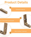12 Pack Tiny Bronze Hinges For Small Wooden Jewelry Boxes With Screws 90 Degree Stop Lid Support, close-up details view
