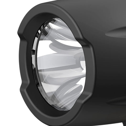 Close-up of Rechargeable 1200 Lumen LED Spotlight Flashlight With 5 Modes showing lens and housing design