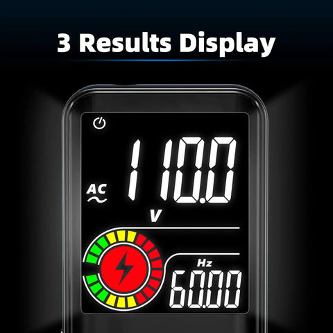 Smart Digital Multimeter 9999 Counts Pocket Voltmeter Rechargeable With Color LCD Display shows 110V AC and 60.00 Hz