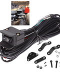 12V Mini Rocker Switch Handlebar Control For ATV And UTV Winches Waterproof Remote wired switch with cables and mounting hardware.