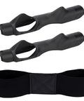 2 Pack Golf Trainer And Swing Correcting Arm Band Kit For Men And Women Golfers Beginners Grip Position Fix And Swing Mechanics Improvement For Consistent Shots Black, showing two black grip trainers and an arm band
