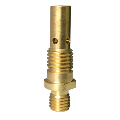 Brass gas diffuser from 0.035 Inch MIG Welding Gun Accessory Kit With 20 Contact Tips 11-35, 2 Gas Nozzles 21-50, And 2 Gas Diffusers 35-50.
