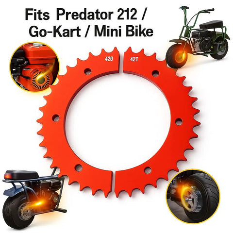 Split Sprocket 42 Tooth Sprocket For 420 Pitch Chain With No Axle Removal Design Fits Predator 212cc Go Carts and Mini Bikes