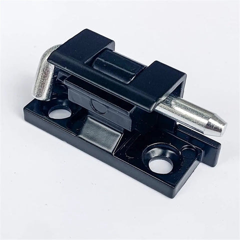 Tough As Nails Zinc Alloy Sliding Latch Lock With Hidden Spring Catch Built Like A Tank For Electrical Cabinets Or Heavy Entryway Doors Smooth Operating Gate Hardware That Truly Delivers, black finish, side view.
