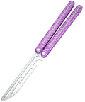 Purple Lightning Washer System Butterfly Balisong Trainer With 6061 Aluminum Integral Channel Handle And Zen Pins