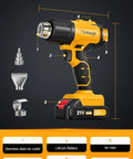 Cordless Heat Gun With LED, Same Specs As Top Model, 990F Max, 42 Minute Runtime, Parts Description, Features Highlighted