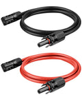10 AWG Solar Extension Cable 2ft Black And 2ft Red Twin Wire, Male To Female Tinned Copper Solar Panel Wire shown in coiled form.