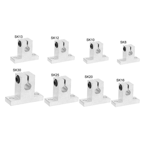 Two Pack Aluminum Linear Motion Rod Rail Clamp Guide Support For 16mm Diameter Shaft SK16, Heavy Duty Mounting Brackets For CNC DIY 3D Printer Setup, Compact 48x16x44mm Size, SK16 shown