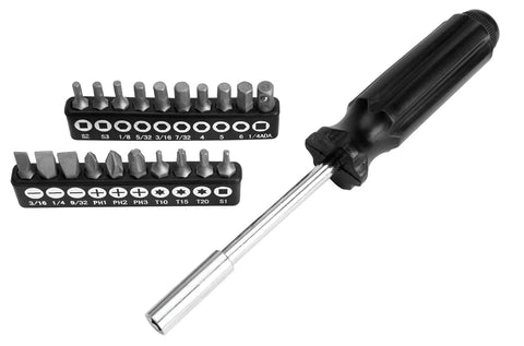 Versatile SAE and Metric Multi Use DIY Ready Tool Set With 119 Pieces In A Durable Plastic Toolbox Case For Home Repairs And Auto Projects With Ratchet Sockets Pliers Wrenches Screwdrivers Bits And More featuring screwdriver with interchangeable bits.