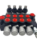 Four Spool Hydraulic Control Valve With 13 GPM Max Flow And 4500 PSI Rating For Small Tractors, Loaders, And Log Splitters