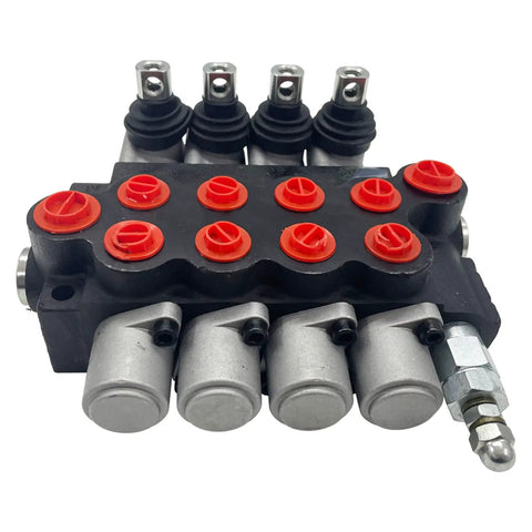 Four Spool Hydraulic Control Valve With 13 GPM Max Flow And 4500 PSI Rating For Small Tractors, Loaders, And Log Splitters