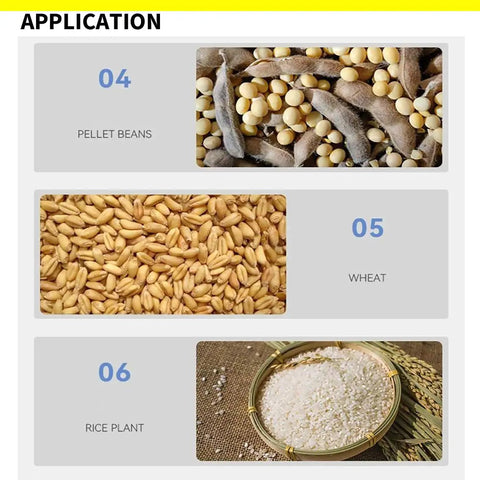 Image showing the application of Automatic Seed Counting Machine With Microcomputer Control And LED Display on pellet beans, wheat, and rice plant.