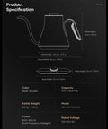 Diagram of Gooseneck Electric Kettle With 1 Degree Temperature Control 1500W Fast Heating Pour Over Coffee And Tea Kettle details.