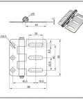 Stainless Steel Asymmetric Waist Hole Linkage Door Hinge For Industrial Equipment Cabinets And Heavy Duty Gates Built Like A Tank With Rock Solid Durability And Smooth Heavy Swinging Includes One Piece technical drawing with dimensions.