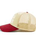 Cool Mens Golf Trucker Cap That Feels Like Air, Vintage Classic Cotton Hat With Breathable Six Eyelet Design showcasing side mesh detail