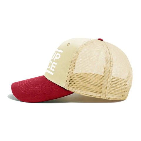 Cool Mens Golf Trucker Cap That Feels Like Air, Vintage Classic Cotton Hat With Breathable Six Eyelet Design showcasing side mesh detail