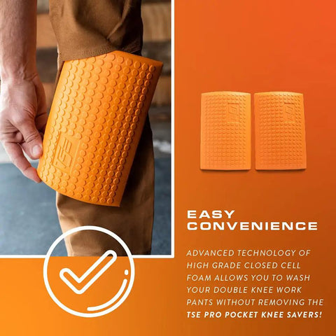 Heavy Duty Knee Pads With Extra Thick Foam Cushion And Soft Inner Liner, Adjustable One Size Fit, Hi Viz Orange Knee Savers