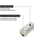 Close-up of a silver-plated copper ferrule from the Insulated Copper Wire Ferrule Kit With Silver Plated Crimp Terminals And Sleeves.
