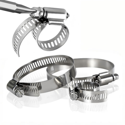 All In One Heavy Duty Stainless Steel Hose Clamp Kit With 24 Adjustable Worm Gear Clamps One Quarter Inch To Three Inches 6 To 76mm