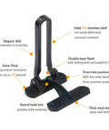 Door Reinforcement Lock Latch Swing Bar For Home Security Front Door Lock Thick Solid Aluminum Alloy Black with stainless steel and vinyl material
