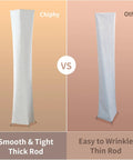 Comparison of Tall Dimmable Floor Lamp With White Fabric Shade 64 Inch vs a thinner, wrinkled fabric lamp, highlighting rod quality.