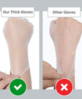 Comparison of Top Shelf Disposable Clear Vinyl Exam Gloves Medical Grade Xl 100 Count Pack against thinner gloves.