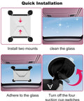 Quick installation guide for Built Tough Starlink Mini Suction Cup Mount For Car Windows with images of mounts and installation steps.