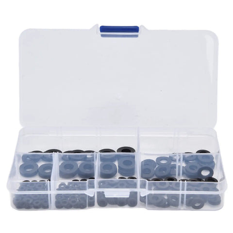 Nylon Flat Washers 250 Pcs Master Kit M2 Assortment For Household Electrical Automotive Marine Gear Black Sealing Spacers Gasket Set With No Burrs And A Slick Smooth Finish storage case with assorted black nylon washers