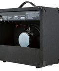 Rear view of 1x8 Guitar Combo Amp 20W with 8 Inch Speaker and 86dB Gain, showing internal components and connections for practice and gigs.
