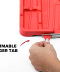 Set Of 2 Flexible Tool Trays Organizer For Screws Nuts Bolts Non Magnetic With Grab And Go Handles Spill Proof Storage For Home Garage And Workshop Red Heavy Duty with trimmable hanger tab being cut.