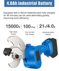 Beast Cordless Electric Cable Cutter With Eight Hour Runtime showing 4.0Ah battery, high torque blade, and efficiency text