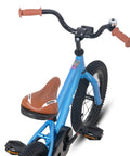 12 Inch Kids Bike With Training Wheels For Toddlers Ages 2 3 4 Boys Girls BMX Style Blue, view of handlebar and adjustable seat