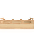 Natural wood Full Size Floor Platform Bed For Toddlers With Full Length Guardrails On Three Sides, low profile, no box spring needed