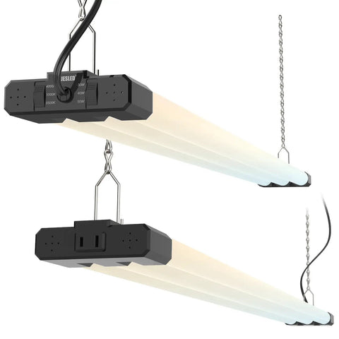 LED Shop Light Four Foot With 3CCT Selectable 4000K 5000K 6500K Adjustable 30W 40W 50W 7500 LM Ultra Bright Linkable Garage And Workshop Ceiling Light ETL Listed Two Pack installation view