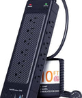 Heavy Duty Surge Protector Power Strip With 18 Wide Spaced Outlets And 4 USB Ports Two USB A And Two USB C With PD 20W, 10 Ft Cord