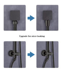 69 Inch Extra Long Stainless Steel Shower Hose With Brass Insert, oil rubbed bronze, before and after mounting on shower wall